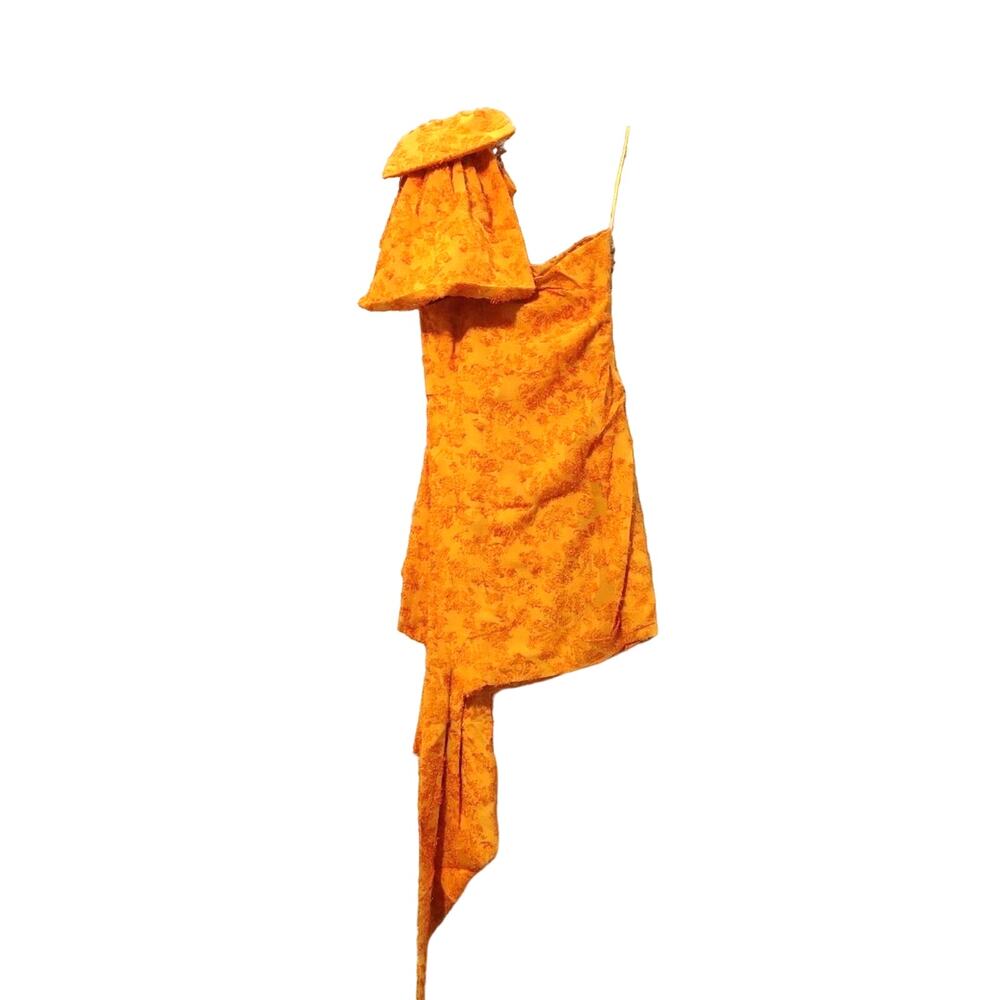 Atoir Guiding Light Dress One Shoulder Ruffle Drape Detail Orange Womens XS New - Picture 2 of 11